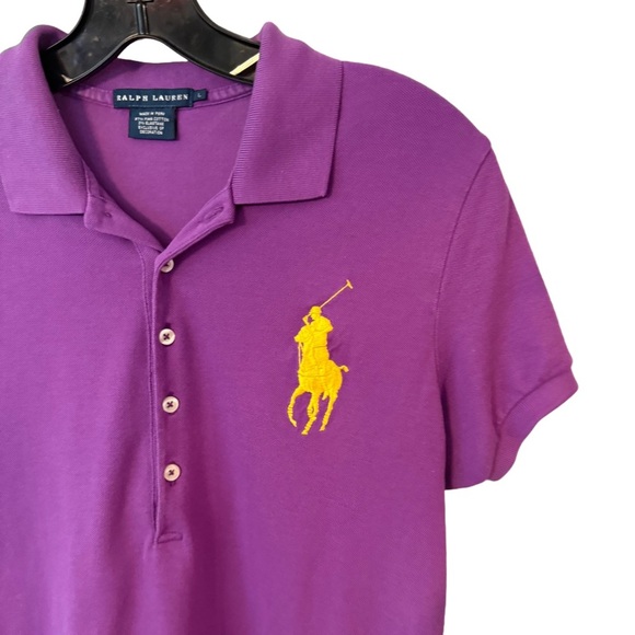 Ralph Lauren Women’s Big Pony Polo Purple Shirt Classic RL Size Large - Picture 2 of 10